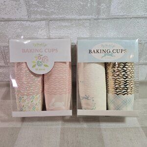 Easter Designer Baking Cups 2 sets of 50 Pastel Pink & Blue w/ Gold Accents